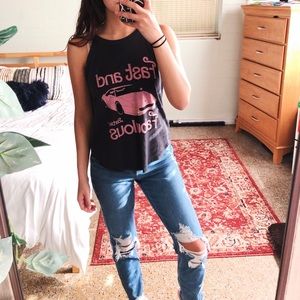 barbie fast & fabulous graphic print tank top